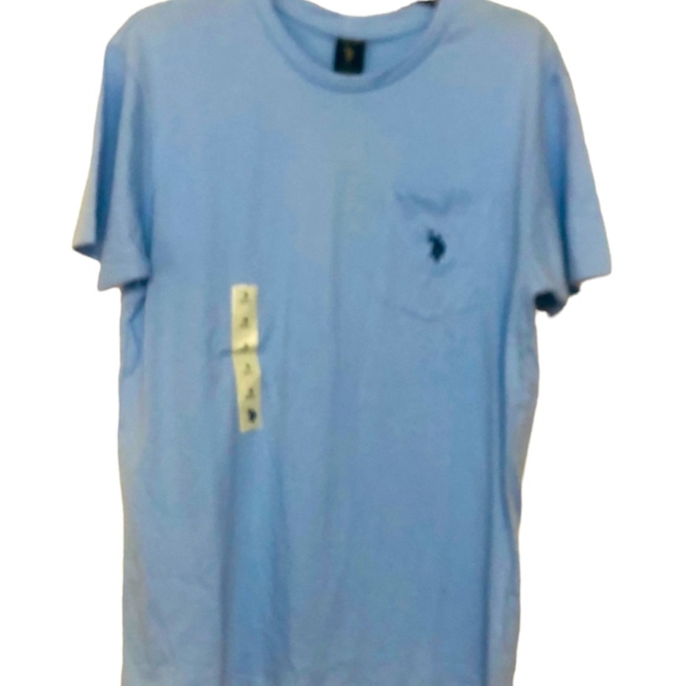 🌞 US Polo Assn NWT short sleeves Tee light blue soft pocket & logo men size S